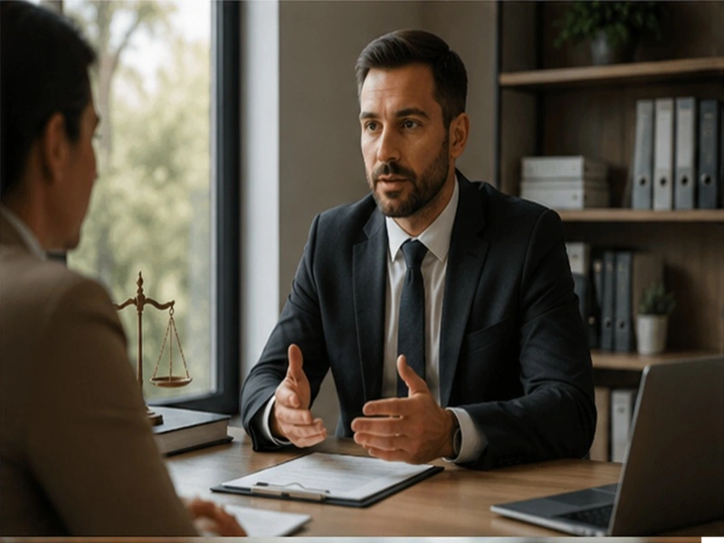 Abogado asesorando a un trabajador en una consulta laboral