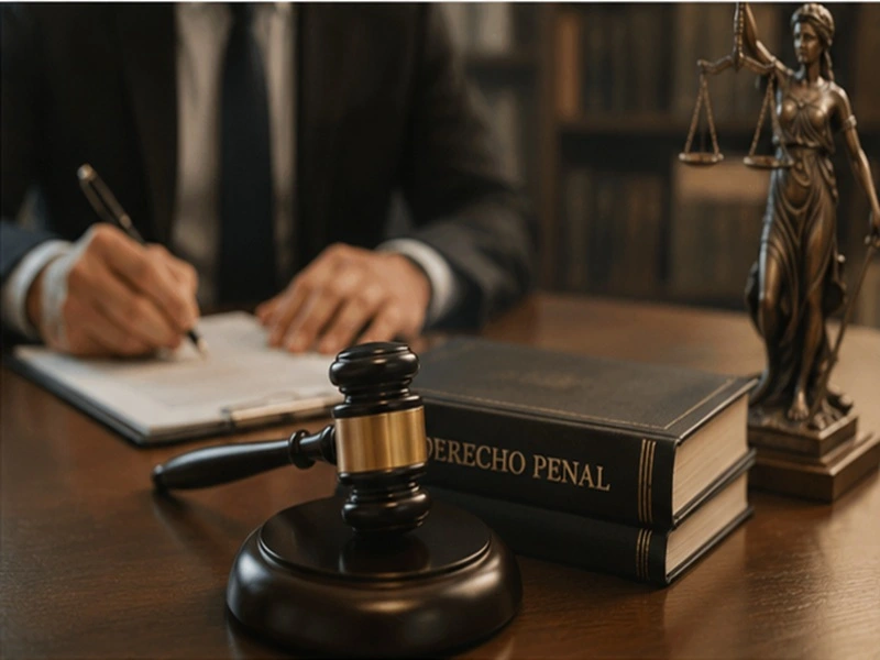 Abogado asesorando a un cliente sobre un procedimiento penal