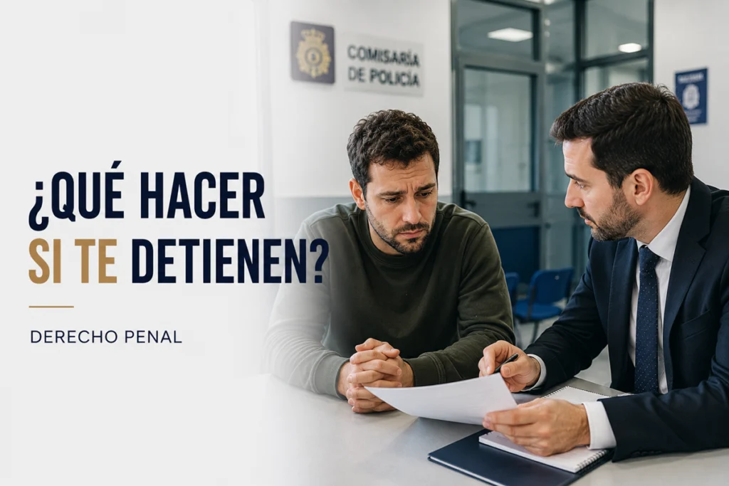 Abogado asesorando a una persona detenida sobre sus derechos