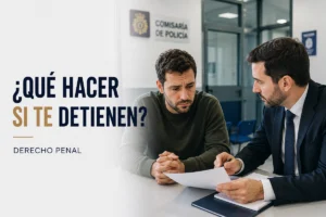 Abogado asesorando a una persona detenida sobre sus derechos