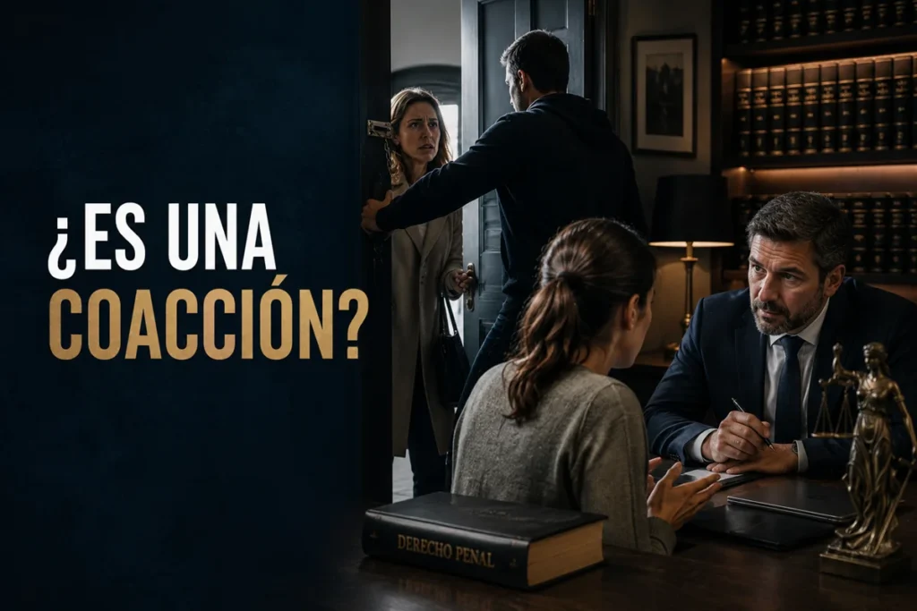 Persona consulta con un abogado sobre una posible situación de coacciones