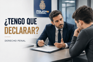 Abogado asesorando a un investigado antes de prestar declaración ante la Policía