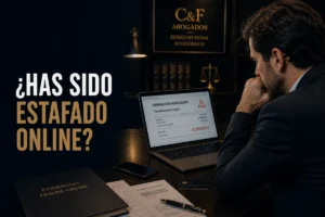 Persona analiza una posible estafa por Internet en un ordenador