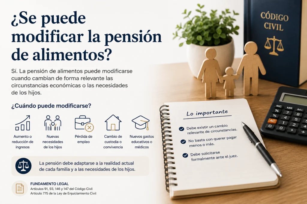 Abogado asesorando a un progenitor sobre la modificación de la pensión de alimentos de sus hijos.