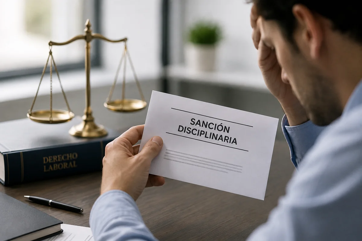 Trabajador que recibe una sanción disciplinaria laboral
