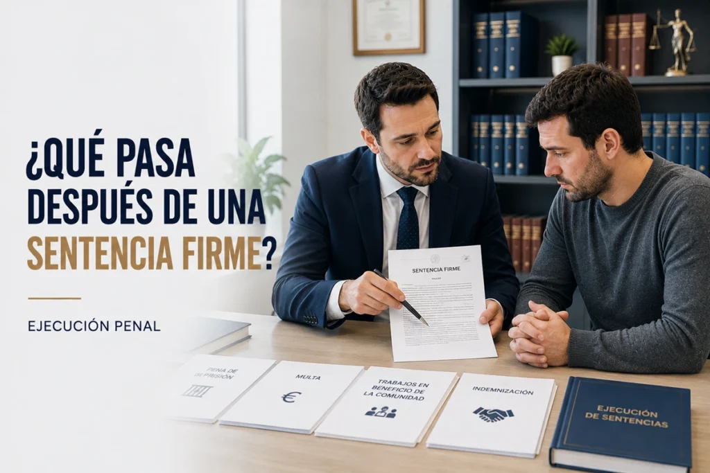 Abogado explicando a un cliente la ejecución de una sentencia penal firme