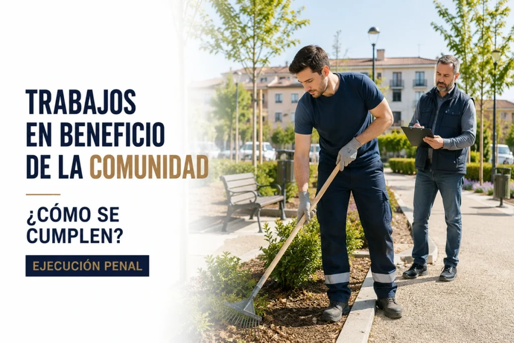 Persona realizando trabajos en beneficio de la comunidad durante el cumplimiento de una condena penal